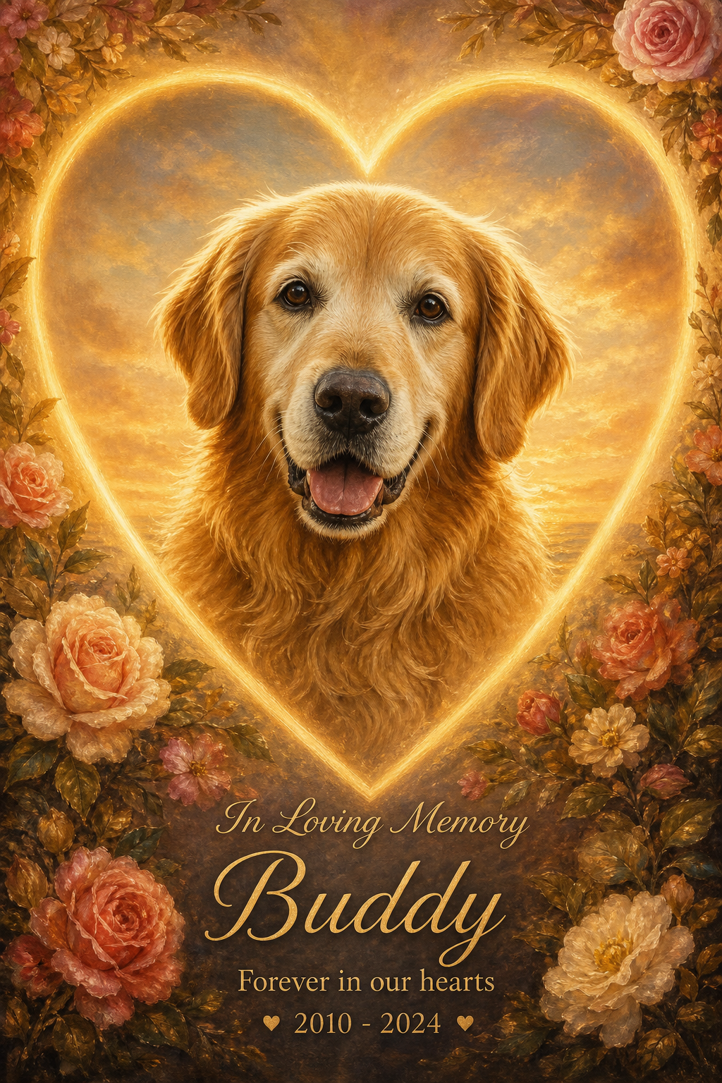 Custom Memorial Pet Dog Portrait — Eternal Love Canvas