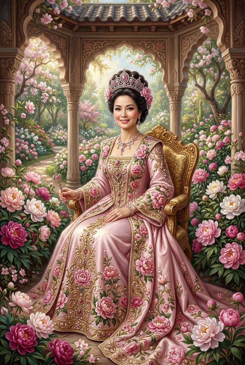 The Peony Empress Portrait - Best Personalized Gifts for Couples (2026) — Romantic & Unique - PortraitGift