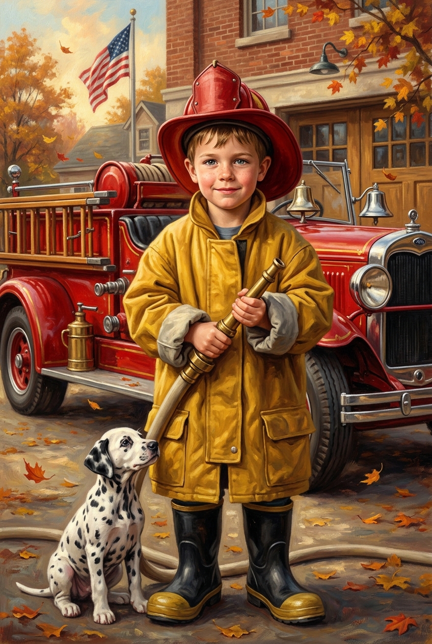 Brave Little Firefighter Custom Portrait - Best Personalized Gifts for Husband (2026) — Unique Ideas He'll Love - PortraitGift