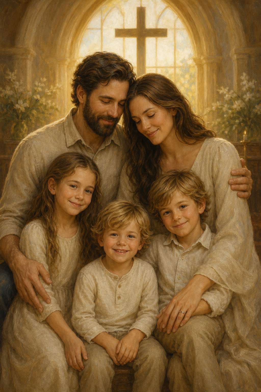 Custom Religious Family Portrait — Serene AI Art from Photo