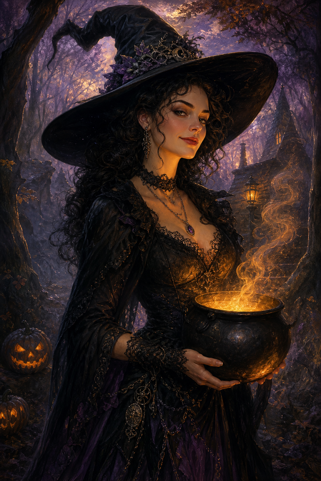 Custom Halloween Single Woman Portrait — Mystical Witch from Photo