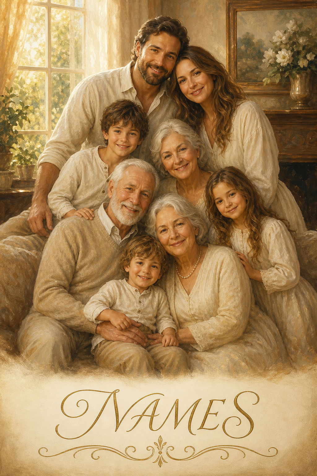 Family Portrait with Deceased Loved One — Warm Embrace Canvas