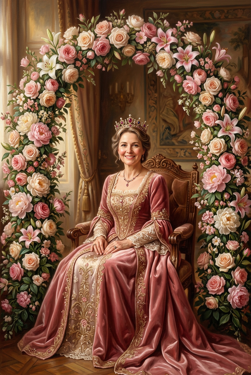 The Eternal Bouquet Queen Portrait - Best Personalized Portrait Gift Ideas for Every Occasion - PortraitGift