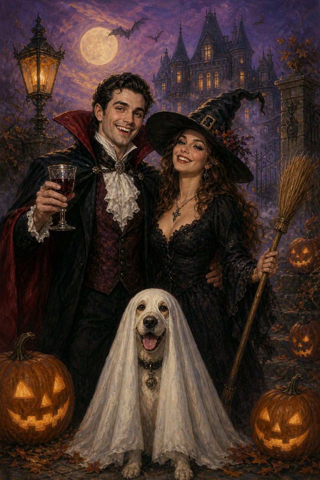 Custom Halloween Couple Portrait — Festive Face-Swap Canvas