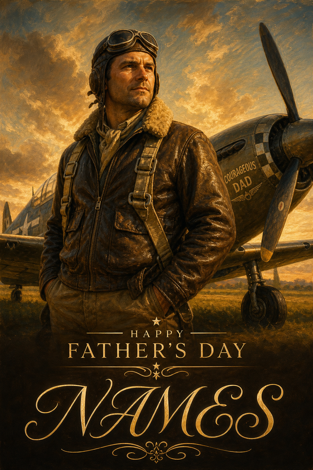 Custom Pilot Single-Man Portrait — Regal AI Art from Photo