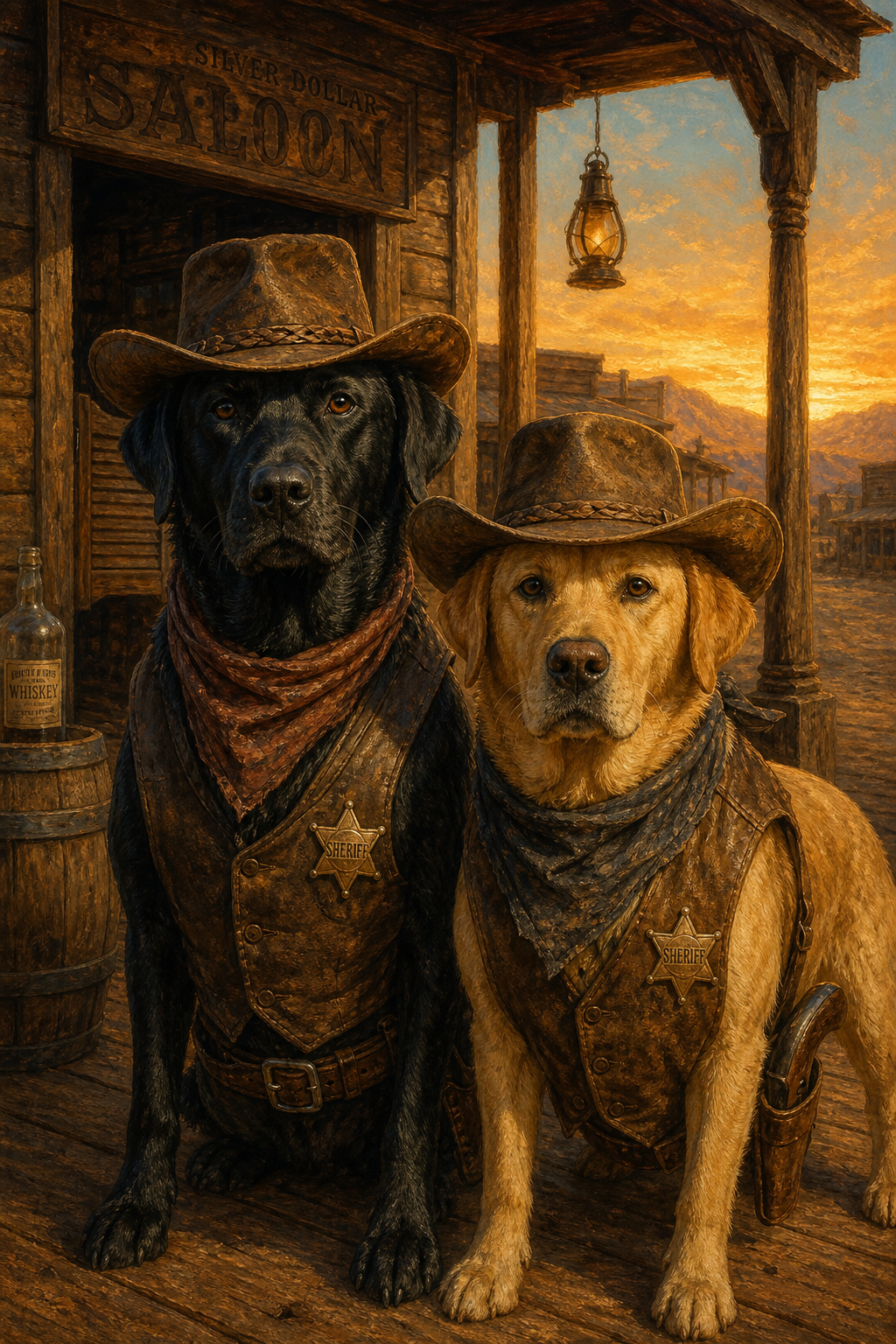 Custom Cowboy Pet-Dog Portrait — Whimsical Wild West Canvas