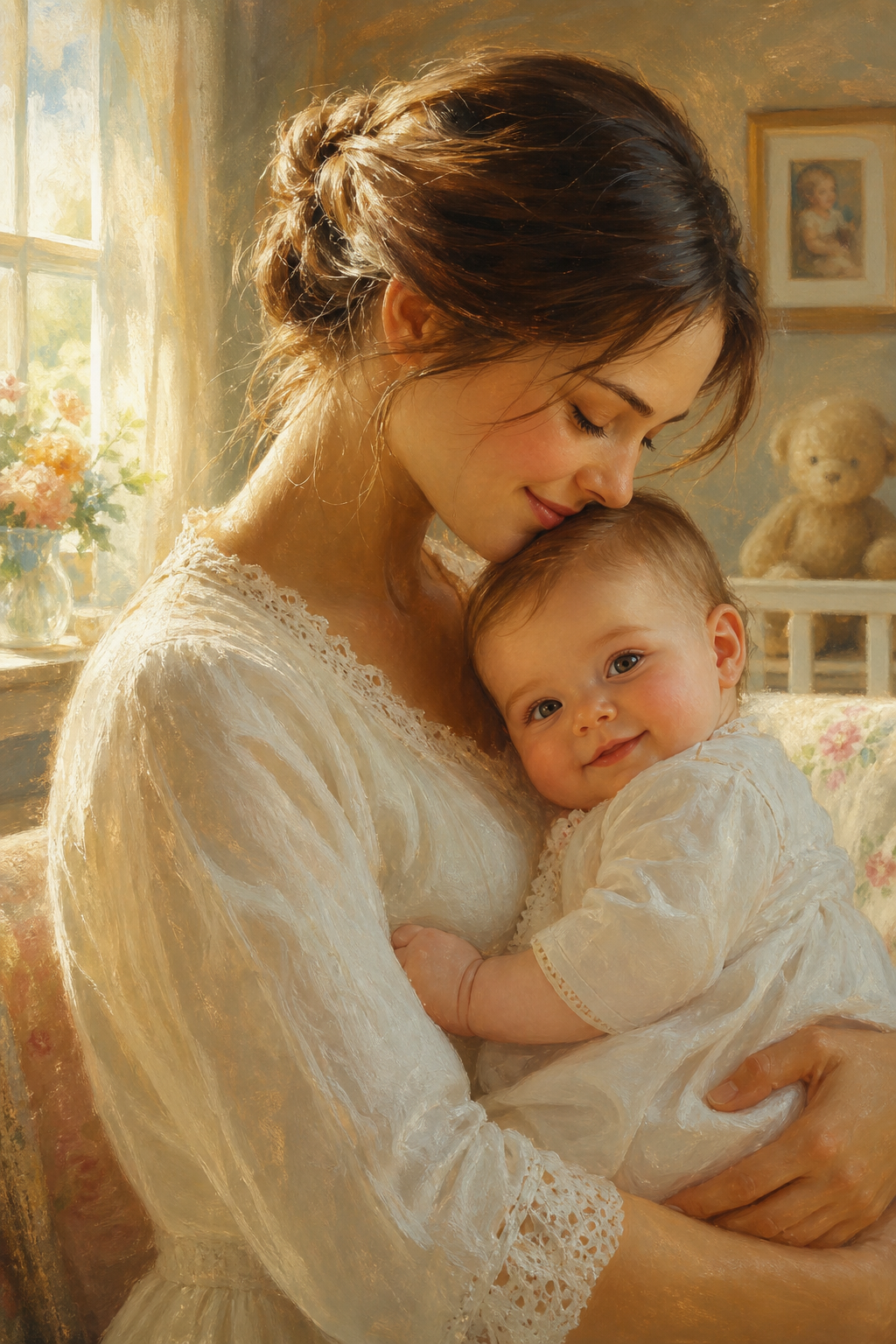Custom Mother Baby Portrait — Serene Canvas from Photo