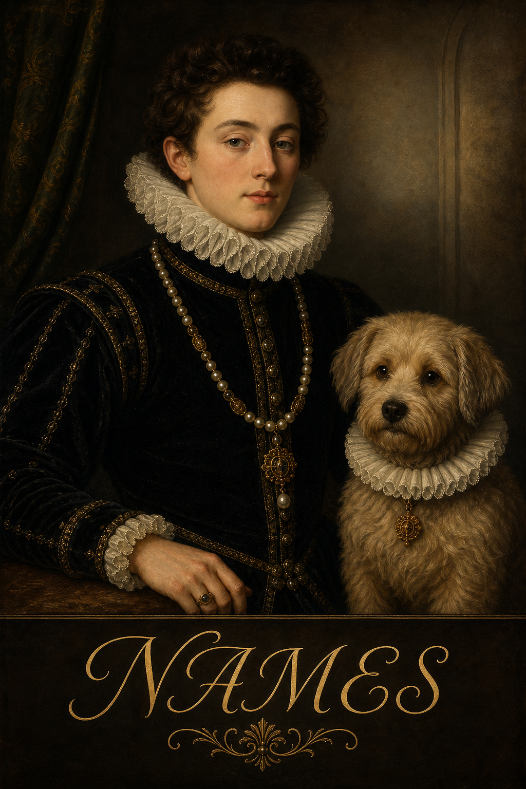Custom Renaissance Man & Dog Portrait — Regal AI Art from Photo