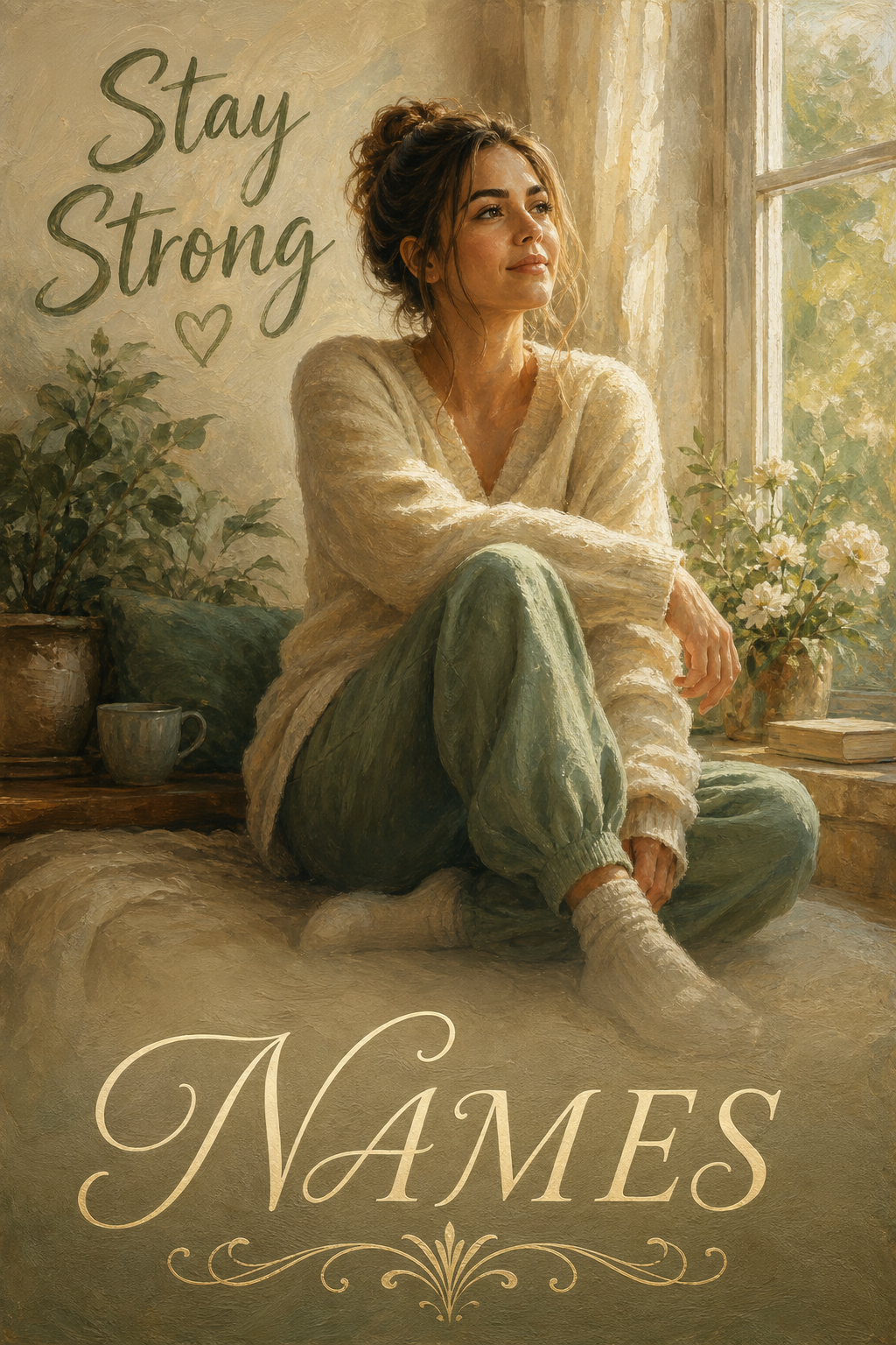 Custom GetWell Single-Woman Portrait — Serene Recovery from Photo