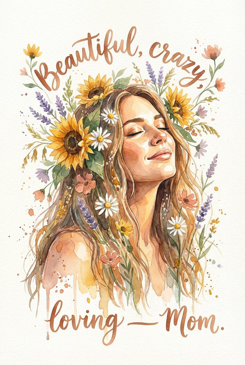 Beautiful Crazy Mom Portrait - Best Personalized Portrait Gift Guide: Unique Wall Art for Loved Ones - PortraitGift