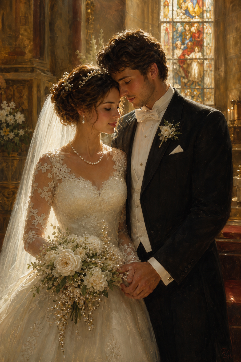 Custom Wedding Couple Portrait — Serene AI Art from Photo