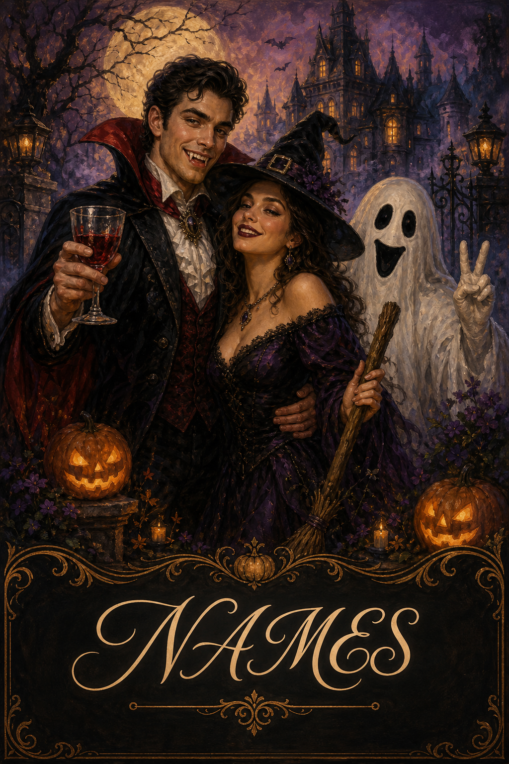 Custom Halloween Couple Portrait — Festive AI Art from Photo