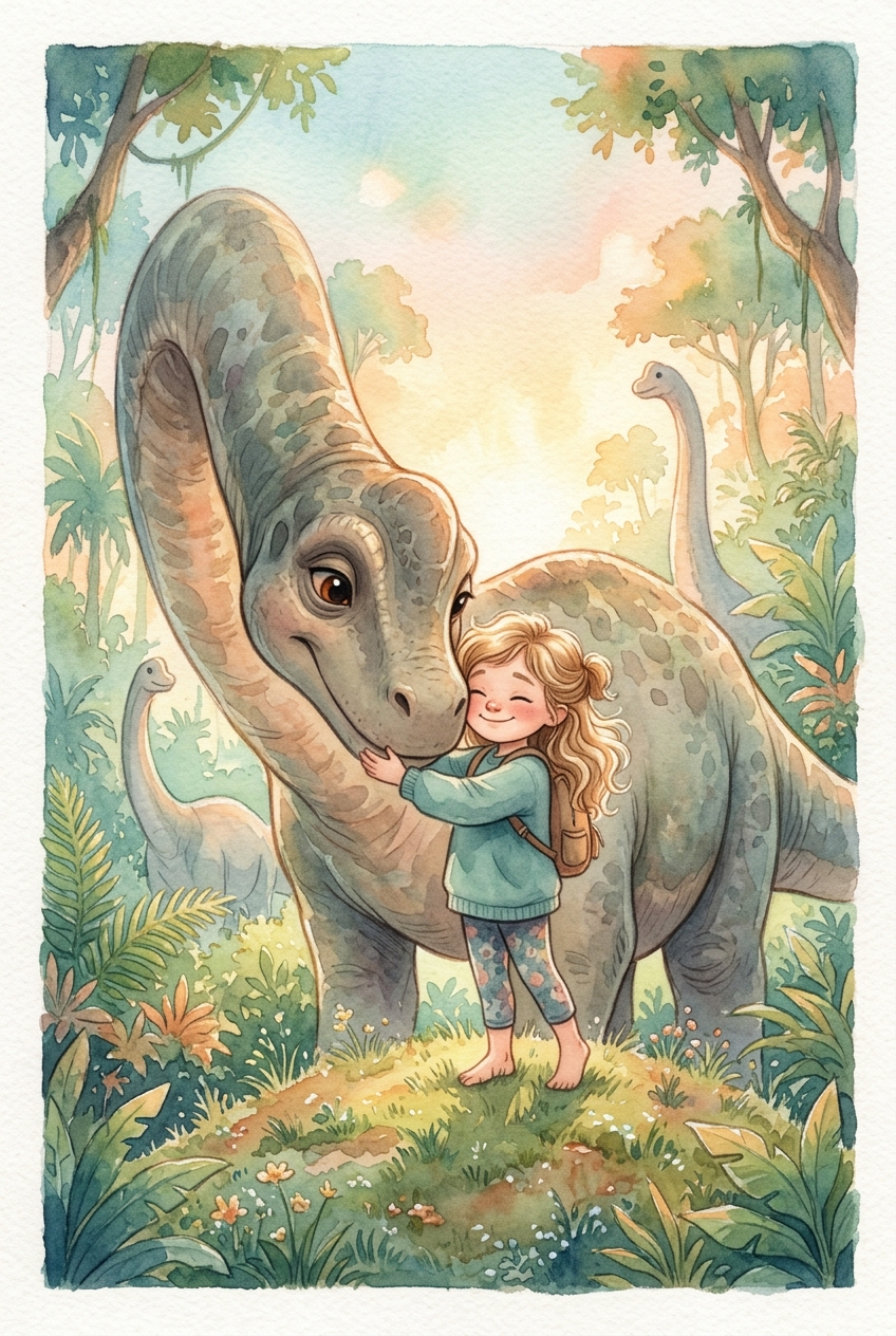 Gentle Brachiosaurus Friend Custom Portrait - Best Personalized Gifts for Someone Special: Custom Portraits - PortraitGift