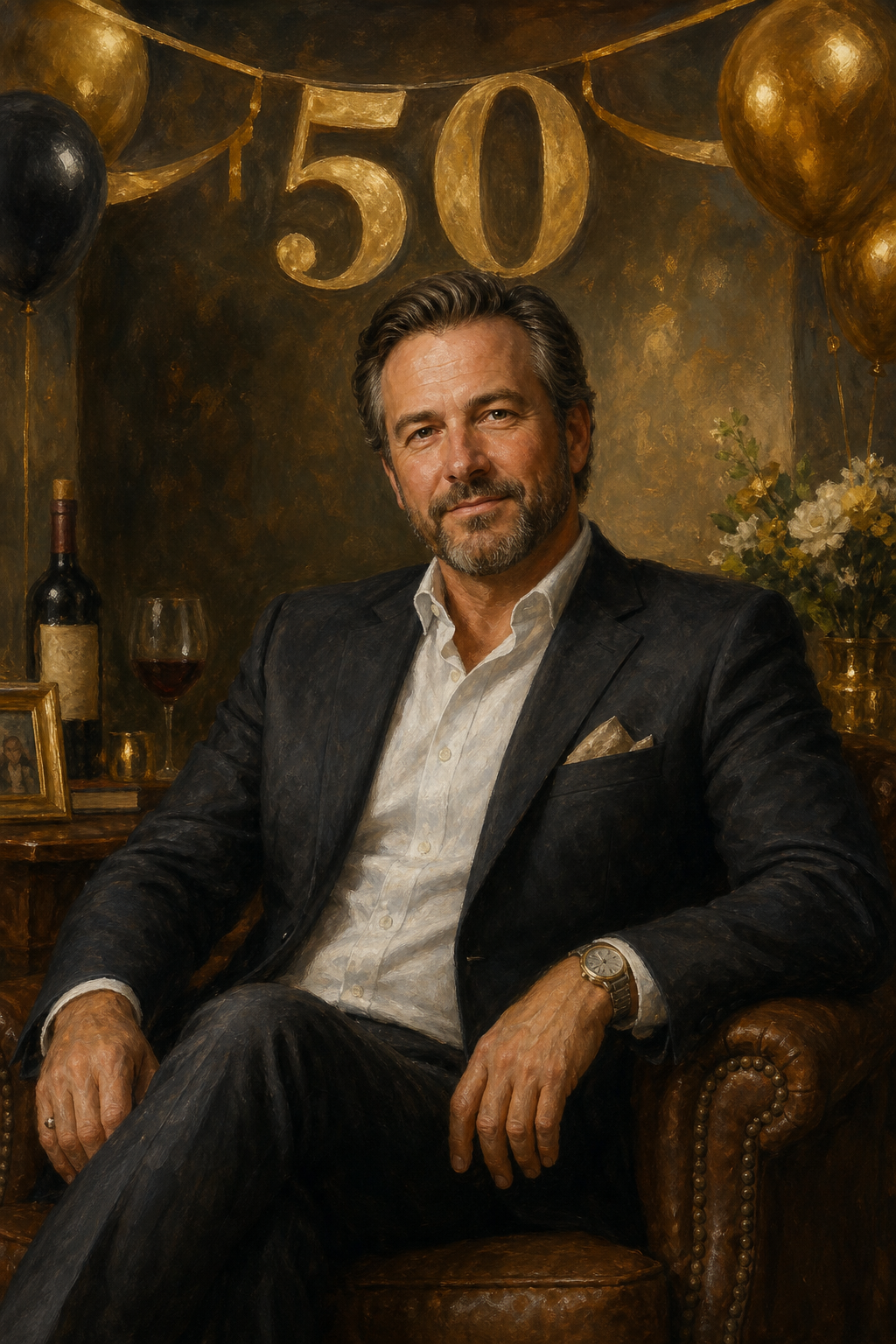 Custom Birthday Single-Man Portrait — Festive Milestone Celebration from Photo