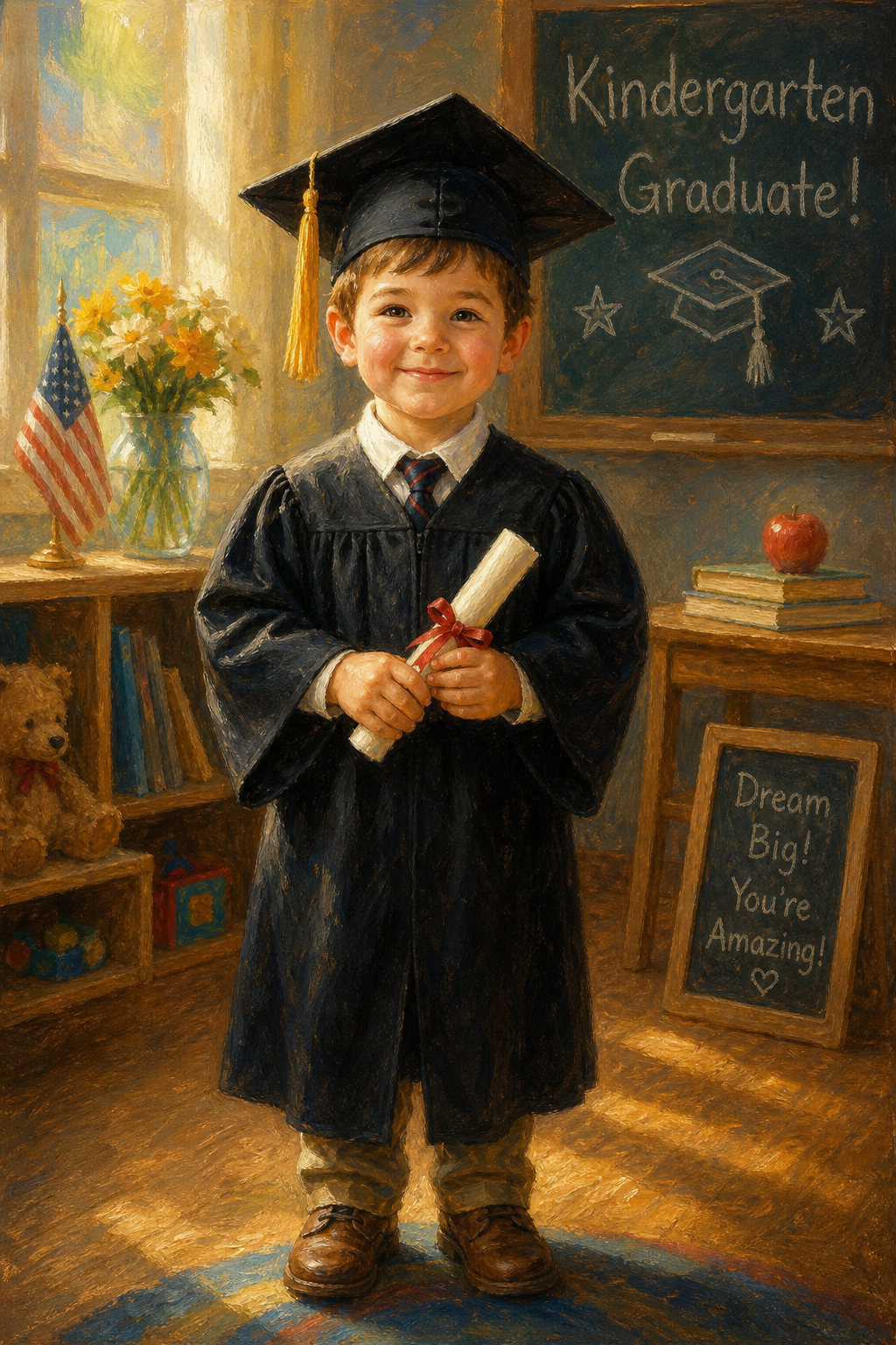 Custom Graduation Single-Man Portrait — Festive Girl Canvas from Photo