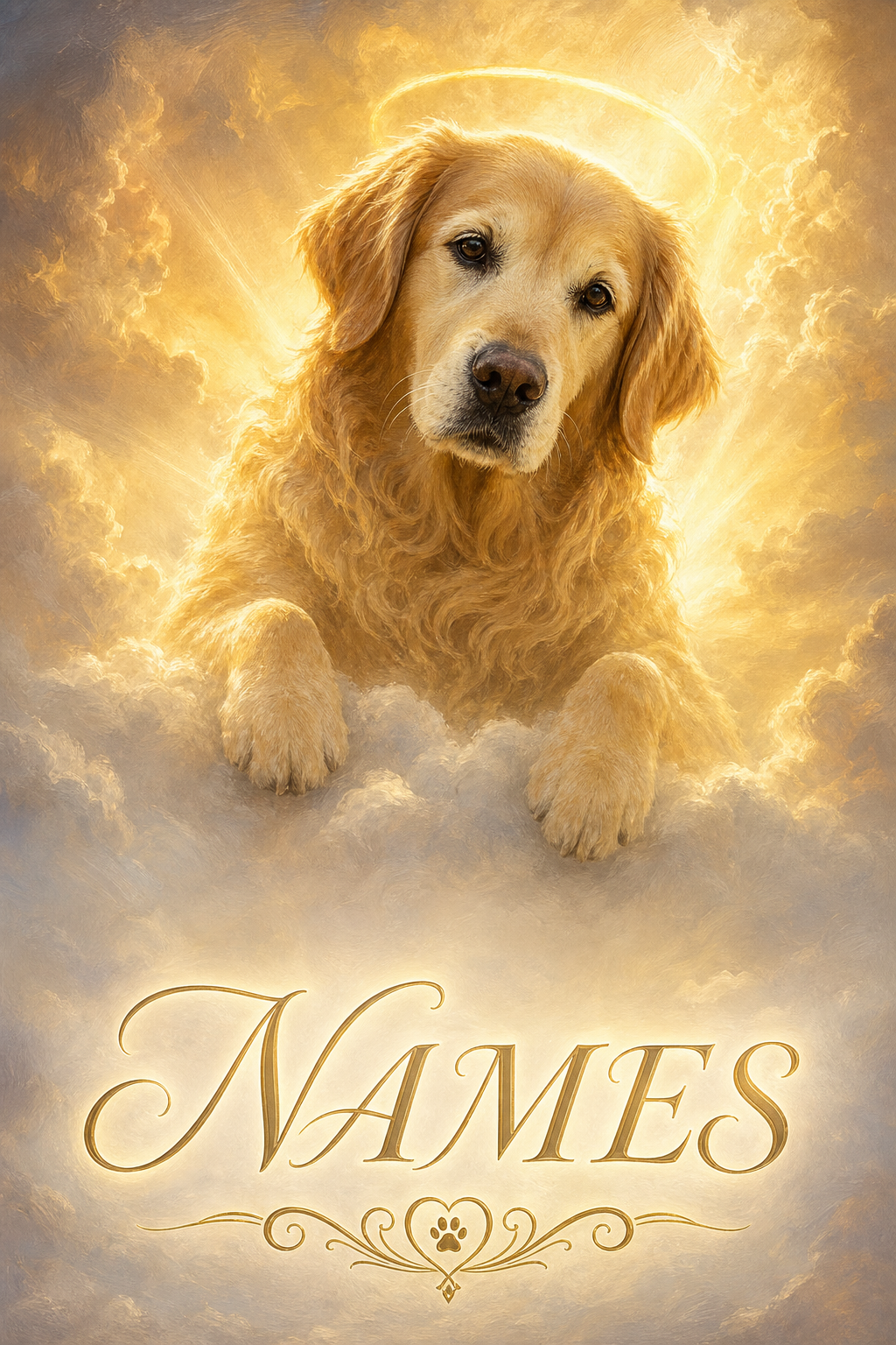 Custom Memorial Pet Dog Portrait — Heavenly Guardian Canvas