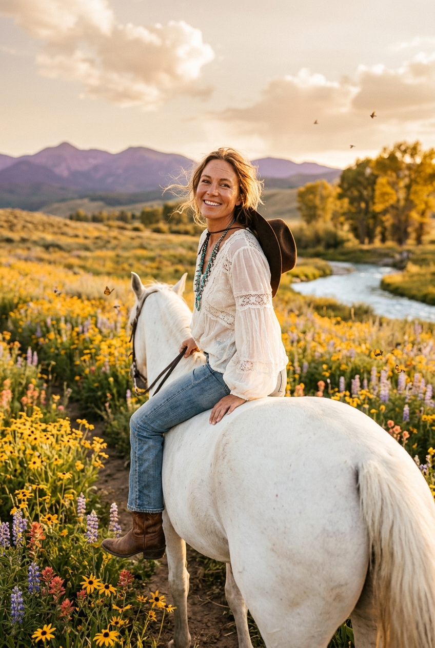 Golden Valley Cowgirl Portrait - Best Personalized Portrait Gift: Create Unique & Memorable Keepsakes - PortraitGift