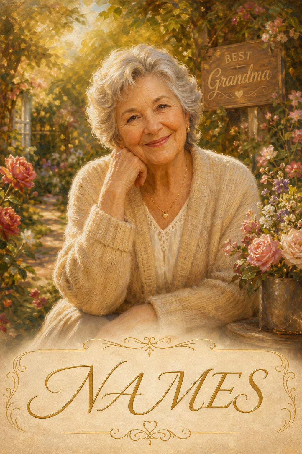 Custom Family Single Woman Portrait — Serene Garden AI Art from Photo