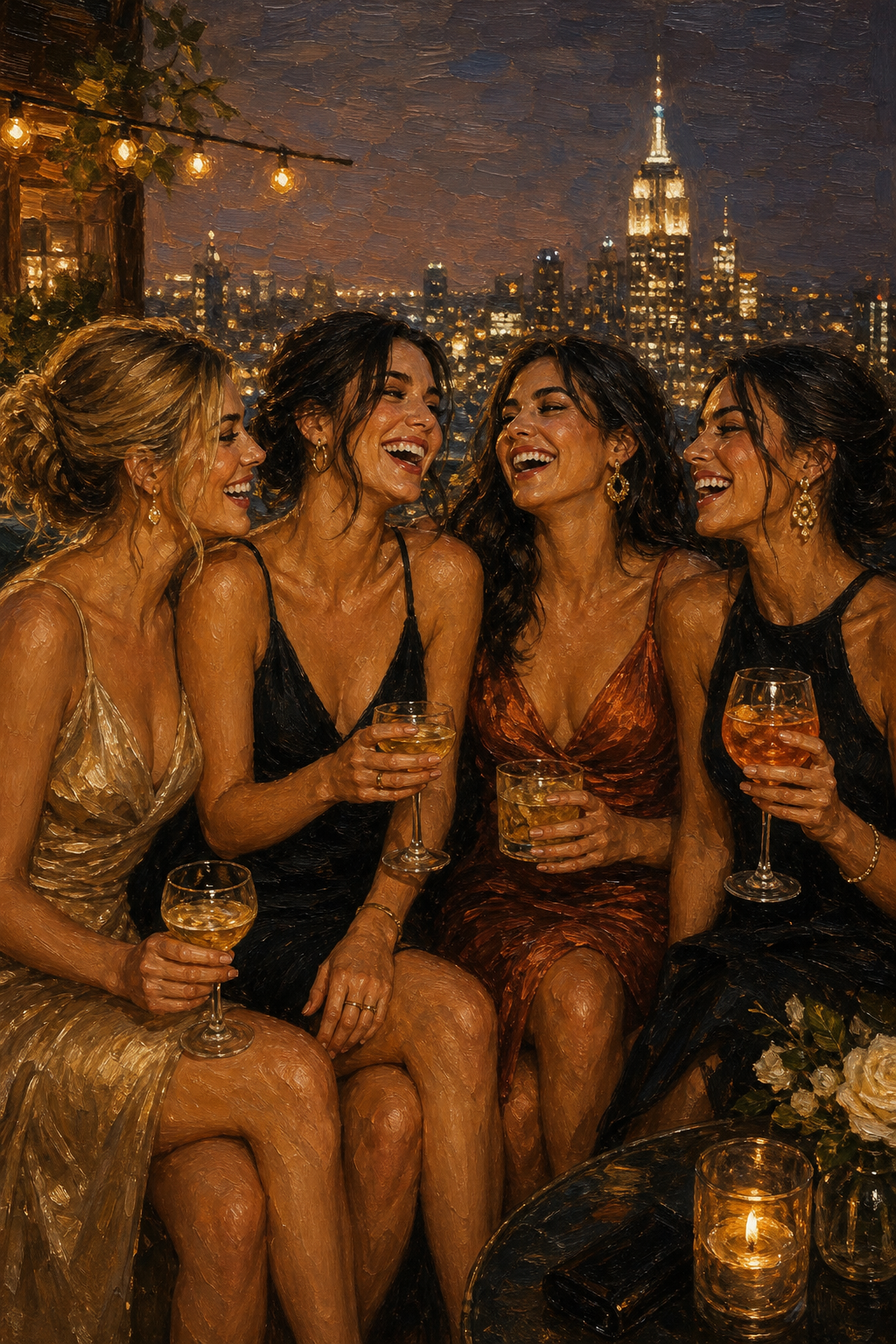 Custom Friendship Single Woman Portrait — Festive Girls Night Out from Photo