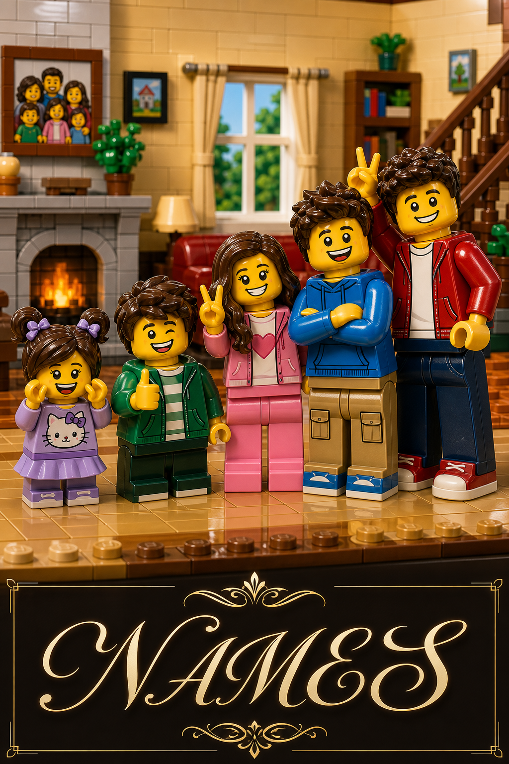 Custom Brick Minifigure Sibling Squad Portrait from Photo | Personalized Gift
