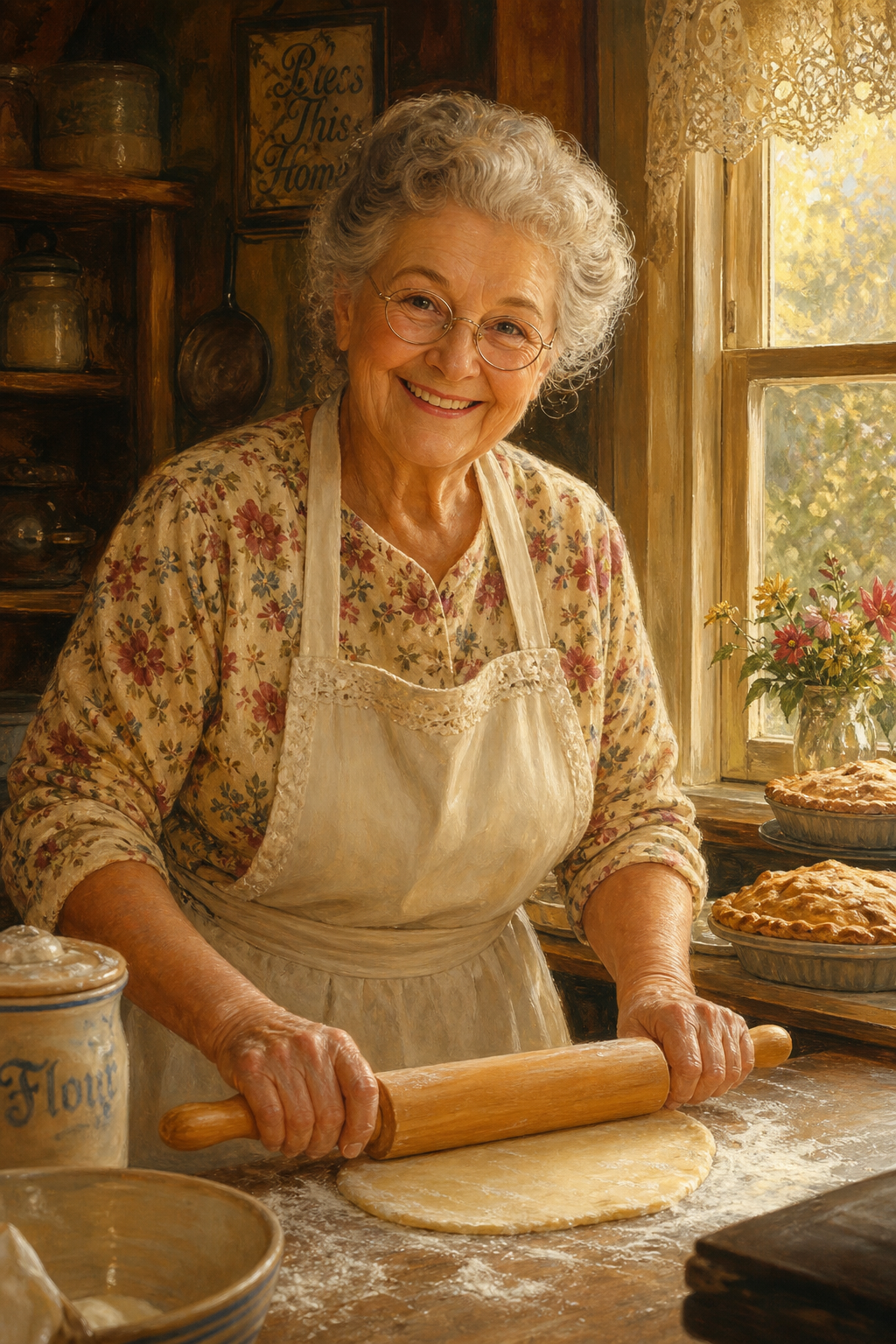 Custom Family Single Woman Portrait — Whimsical Baking Moment from Photo