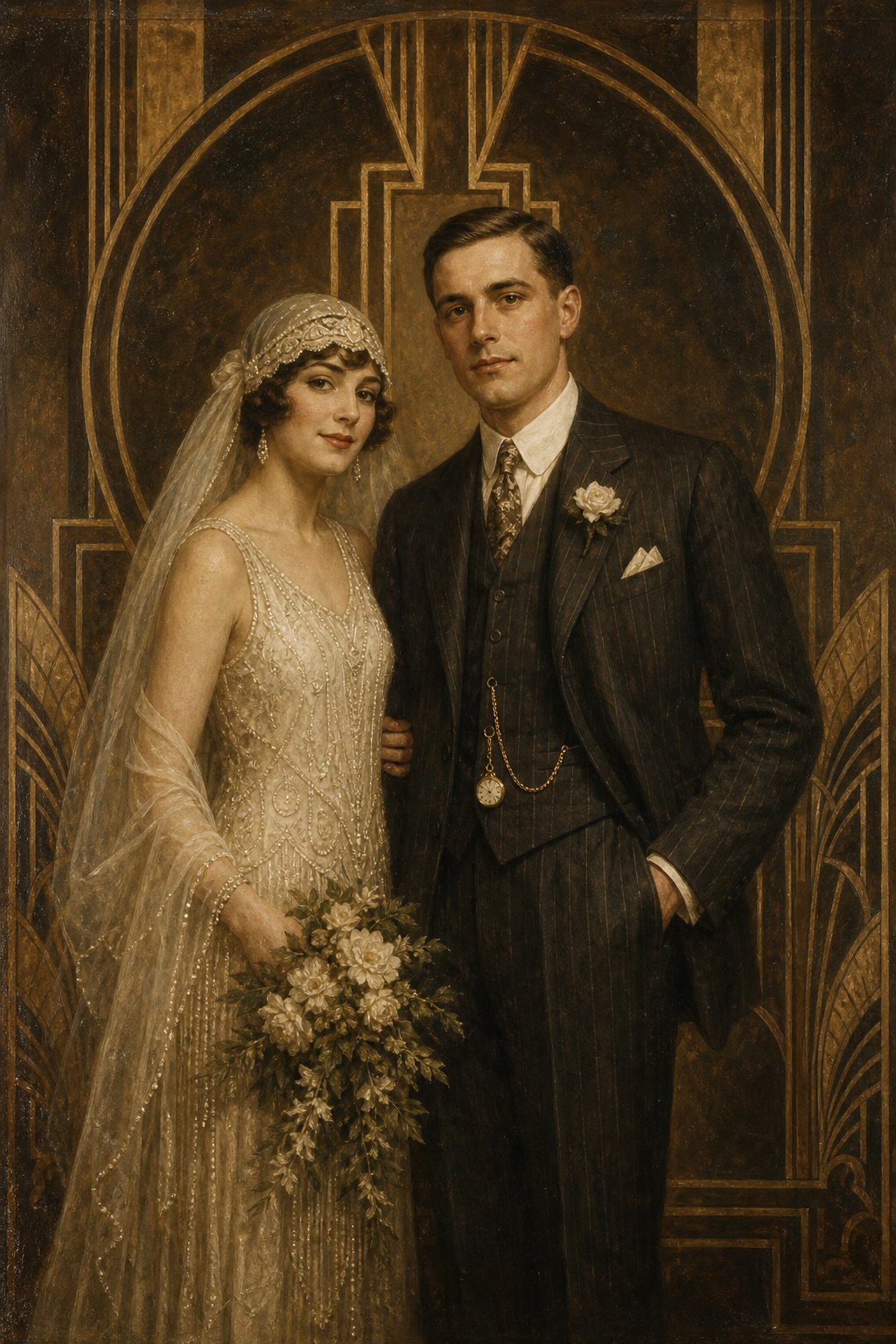 Custom Wedding Couple Portrait — Vintage Romance from Photo