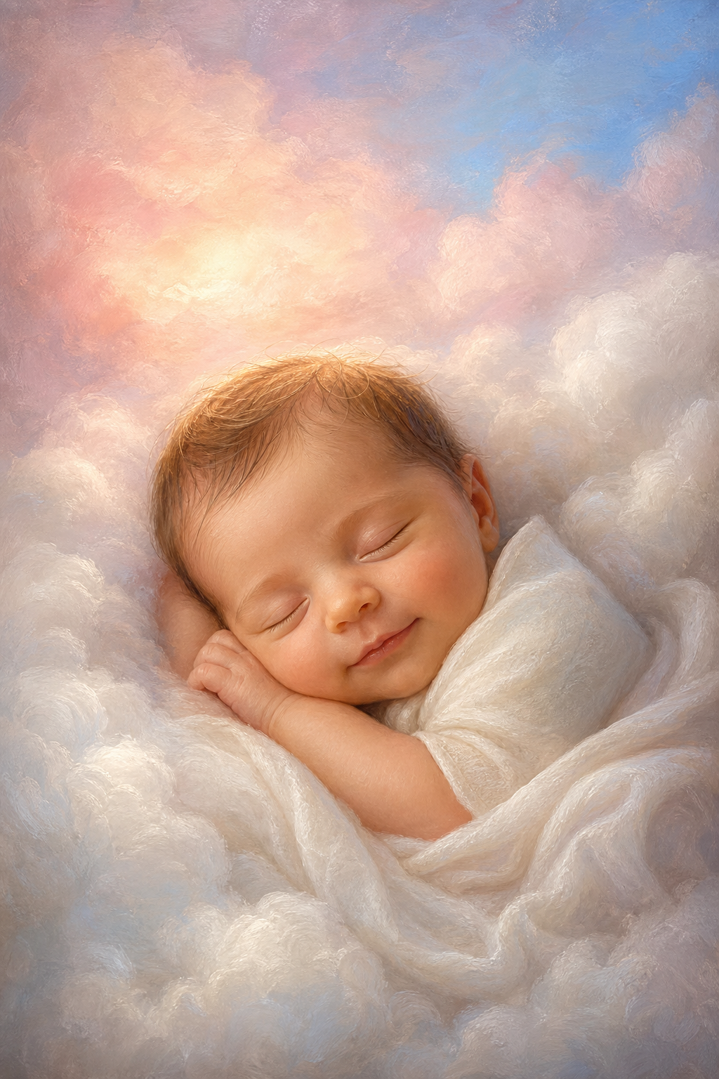 Custom Baby Mother-Child Portrait — Serene Cloud Cradle from Photo