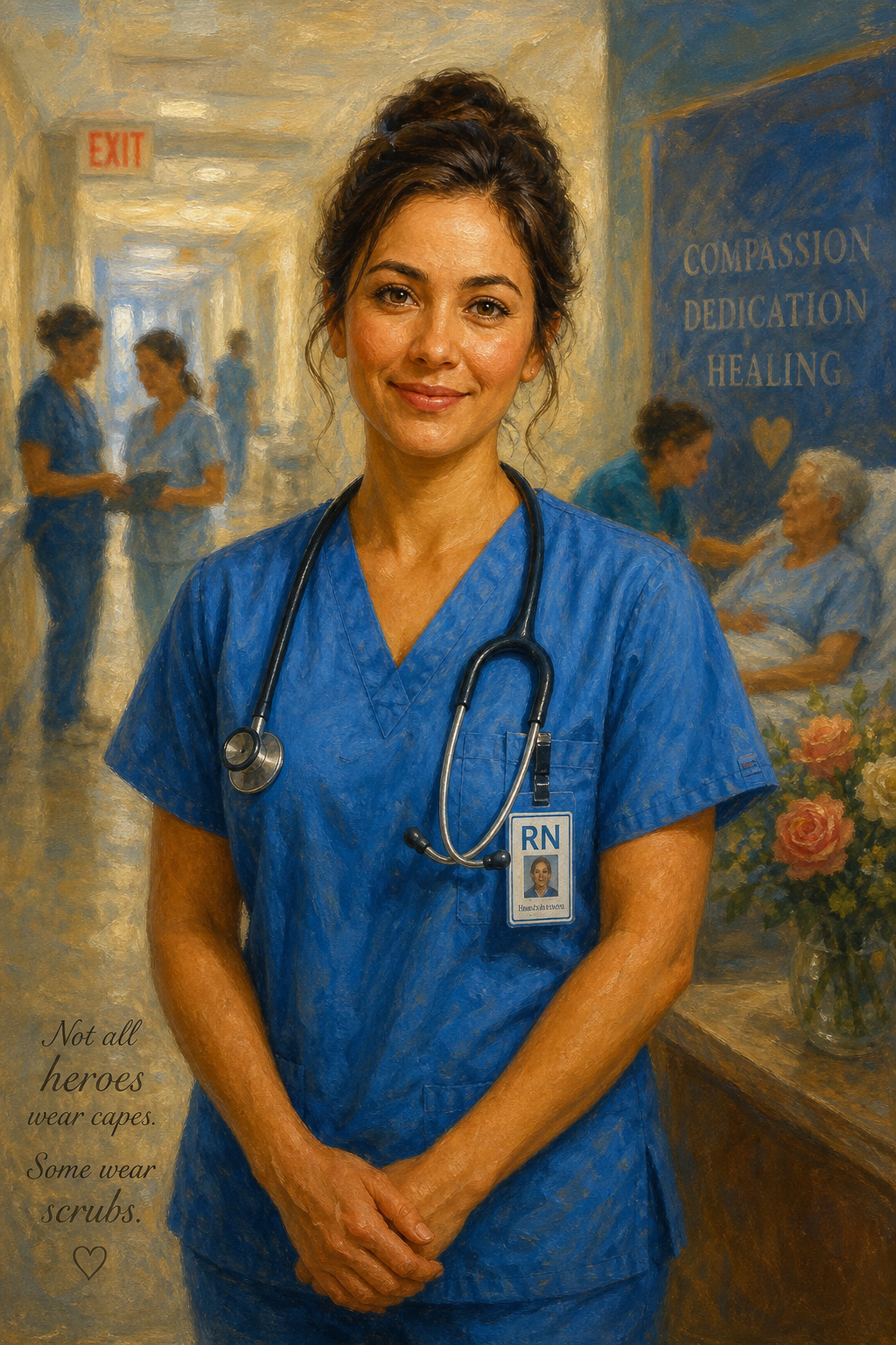 Custom FirstResponder Single-Woman Portrait — Heroic Nurse Canvas