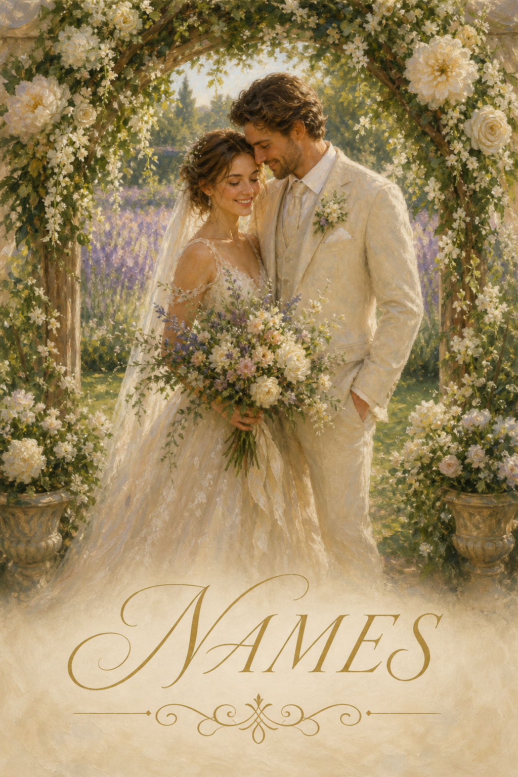 Custom Wedding Couple Portrait — Serene Lavender Field from Photo