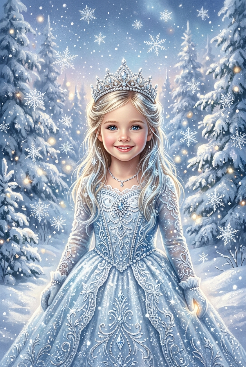 Snowflake Glitz Custom Portrait - Most Sentimental Gifts They'll Keep Forever | PortraitGift - PortraitGift