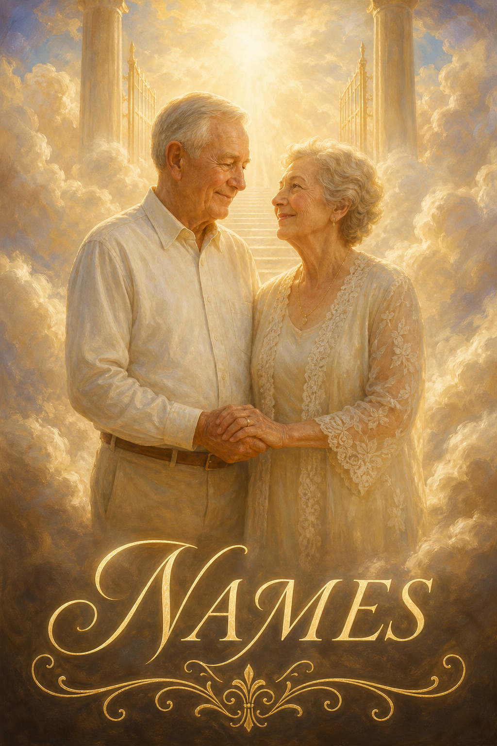 Custom Memorial Couple Portrait — Heavenly Reunion from Photo