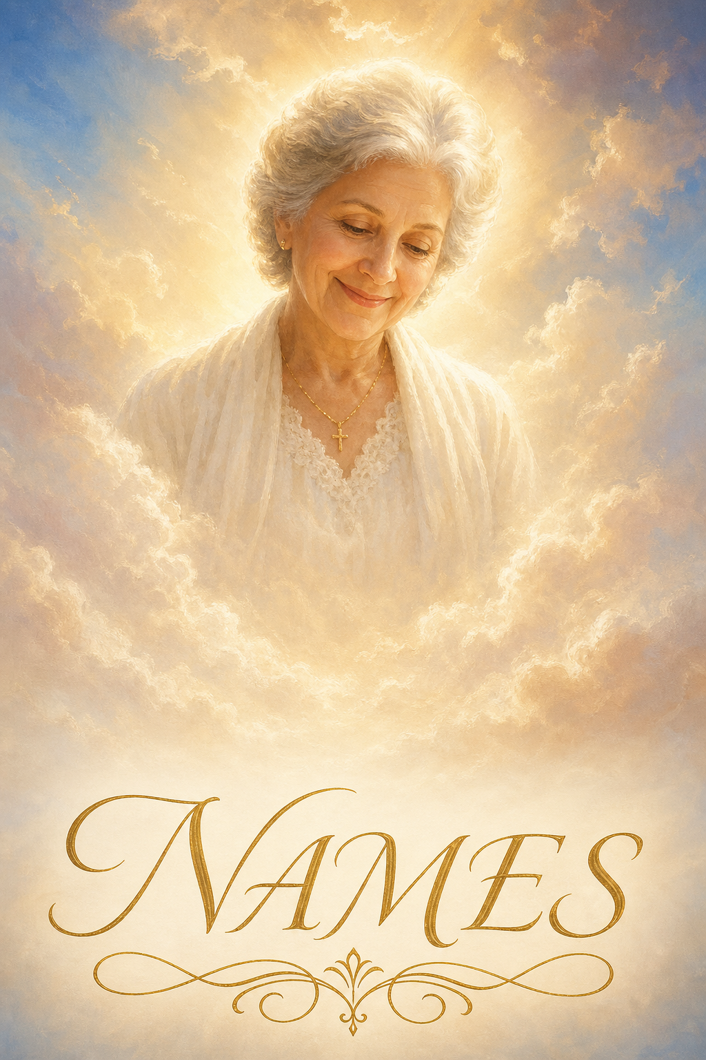 Custom Memorial Single Woman Portrait — Heavenly Watching Over