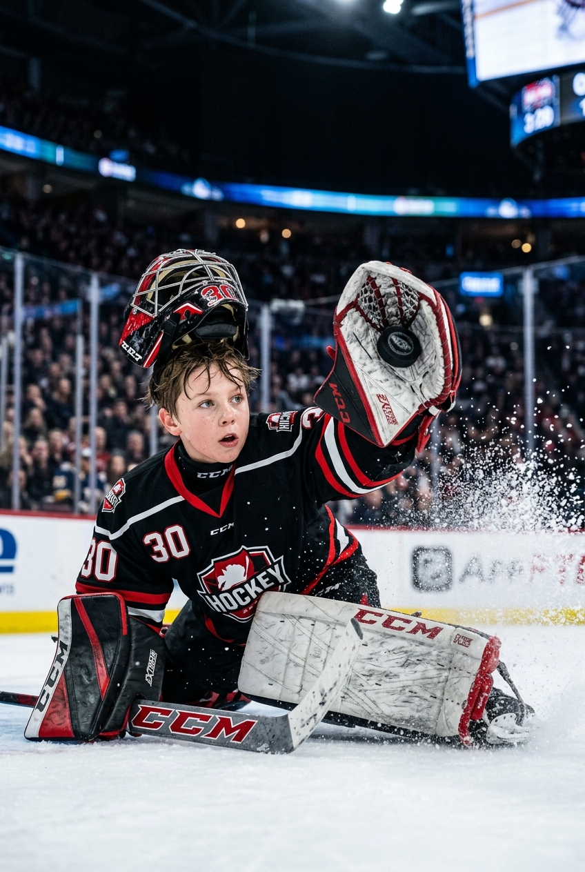 Ice Hockey Goalie Kids Portrait - Best Personalized Portrait Gift - Unique Kids Sports Portraits - PortraitGift