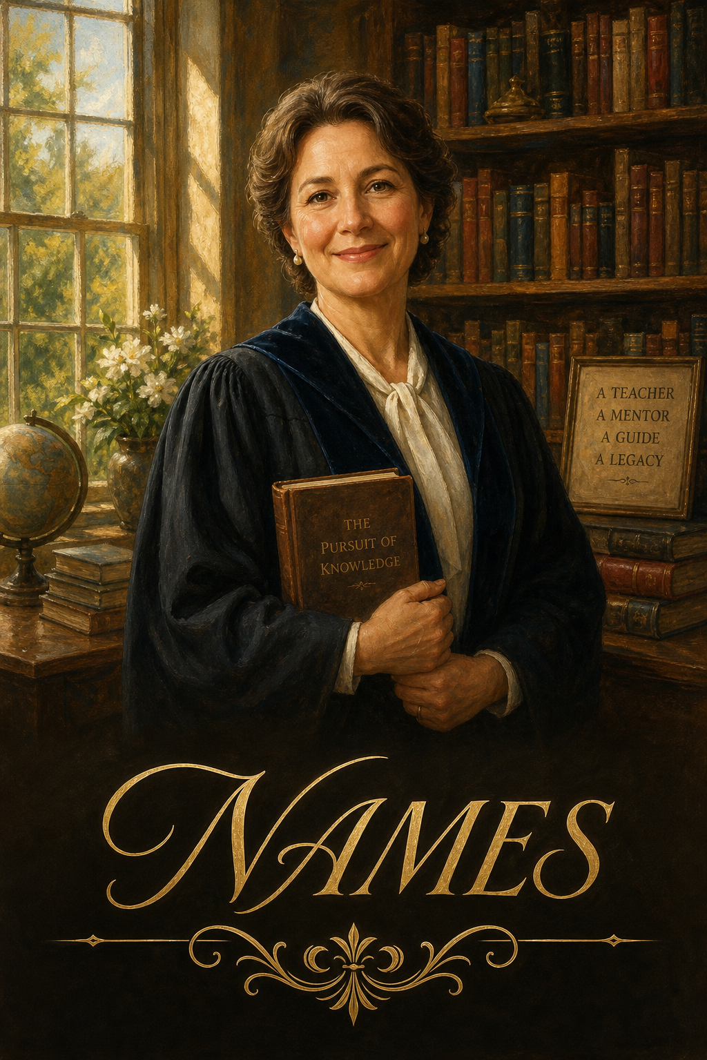 Teacher Gifts — Elegant Scholar Portrait Canvas from Photo