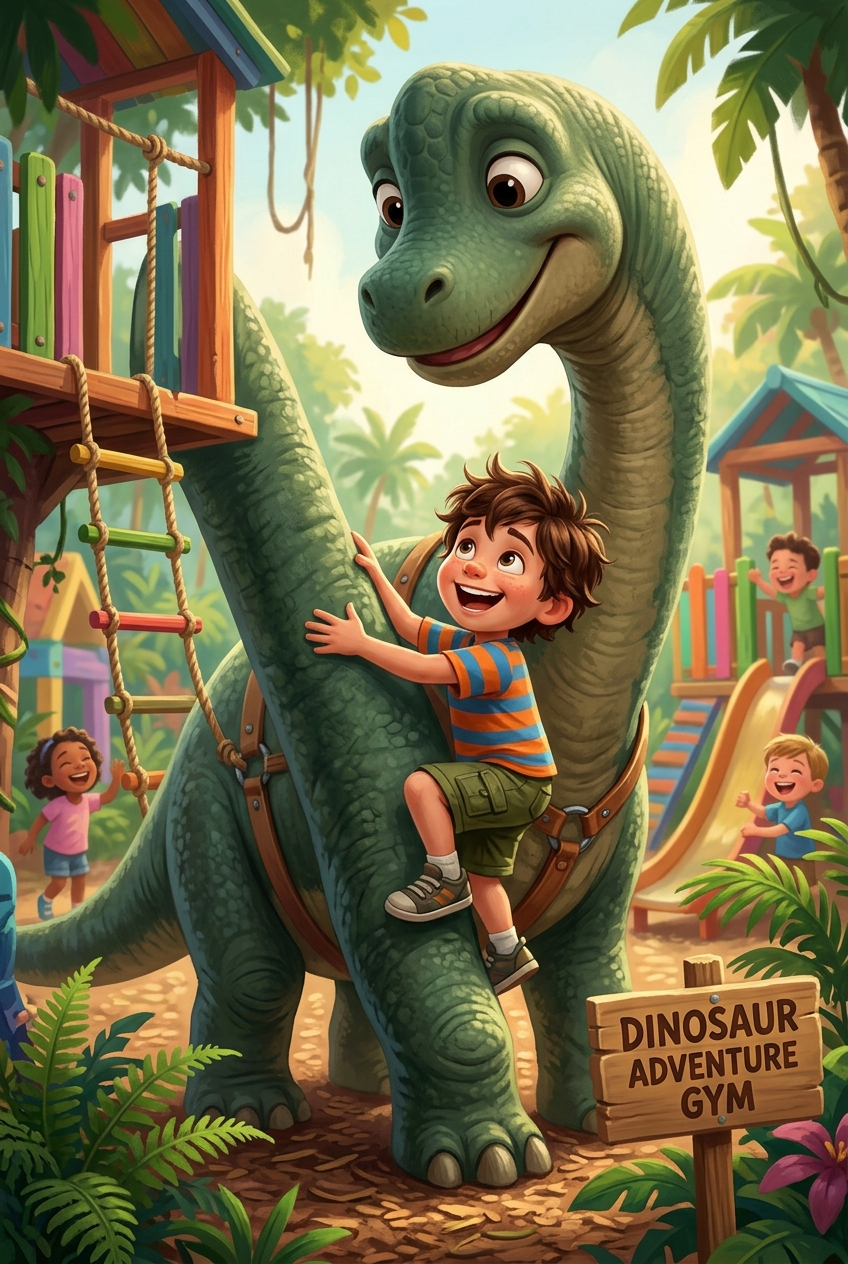 Jungle Gym Brachiosaurus Custom Portrait - Why Personalized Gifts Are Better: The Memory Science - PortraitGift