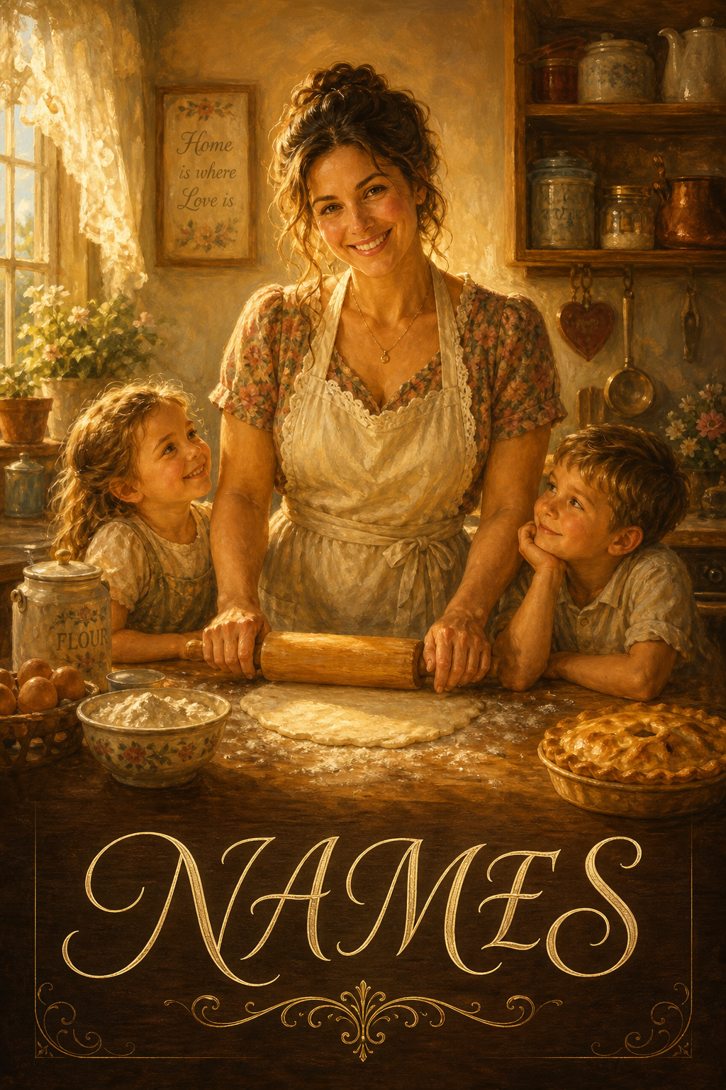 Custom Mother Portrait — Whimsical Baking Moment from Photo
