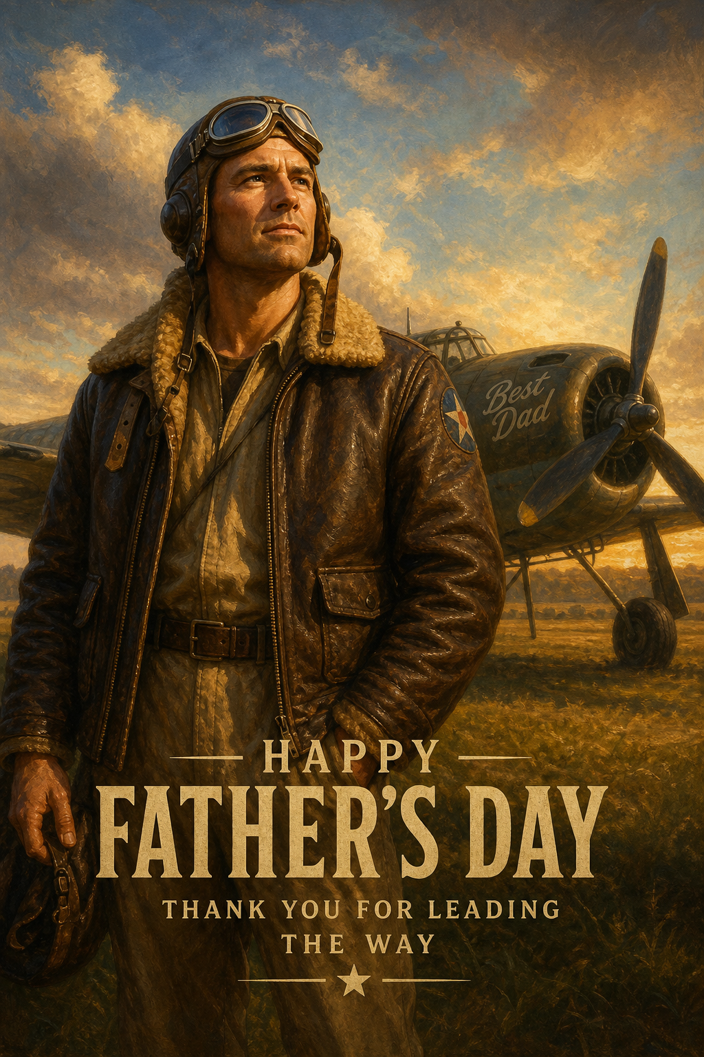 Custom Pilot Single-Man Portrait — Heroic Aviator from Photo