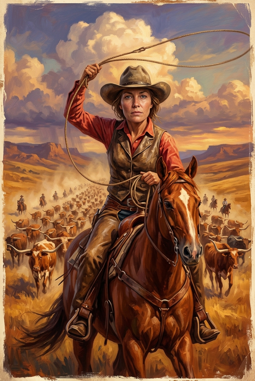 Cattle Drive Queen Cowgirl Portrait - 10 Romantic Gift Ideas That Make Them Cry & Deepen Your Love - PortraitGift