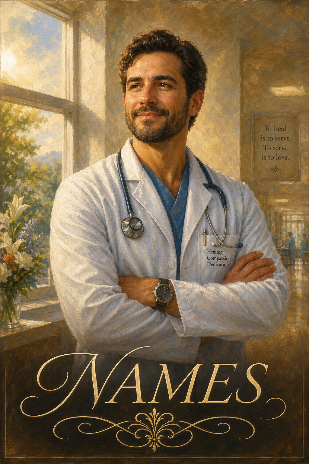 Custom FirstResponder Single-Man Portrait — Heroic Doctor Canvas