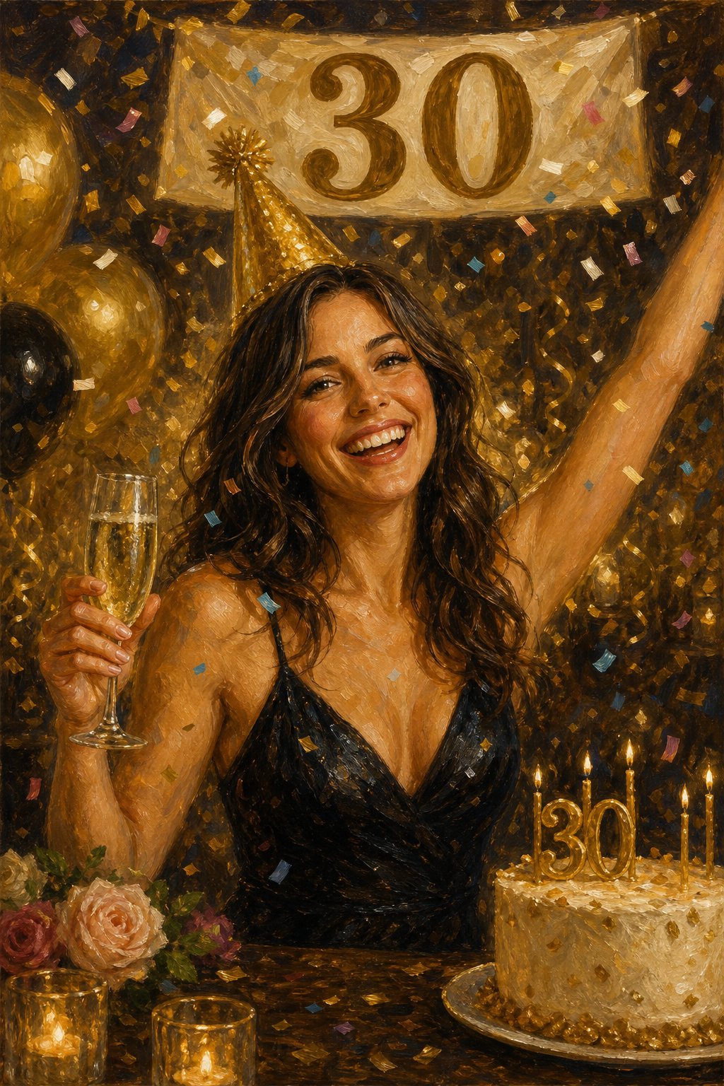 Custom Birthday Single Woman Portrait — Festive Celebration from Photo