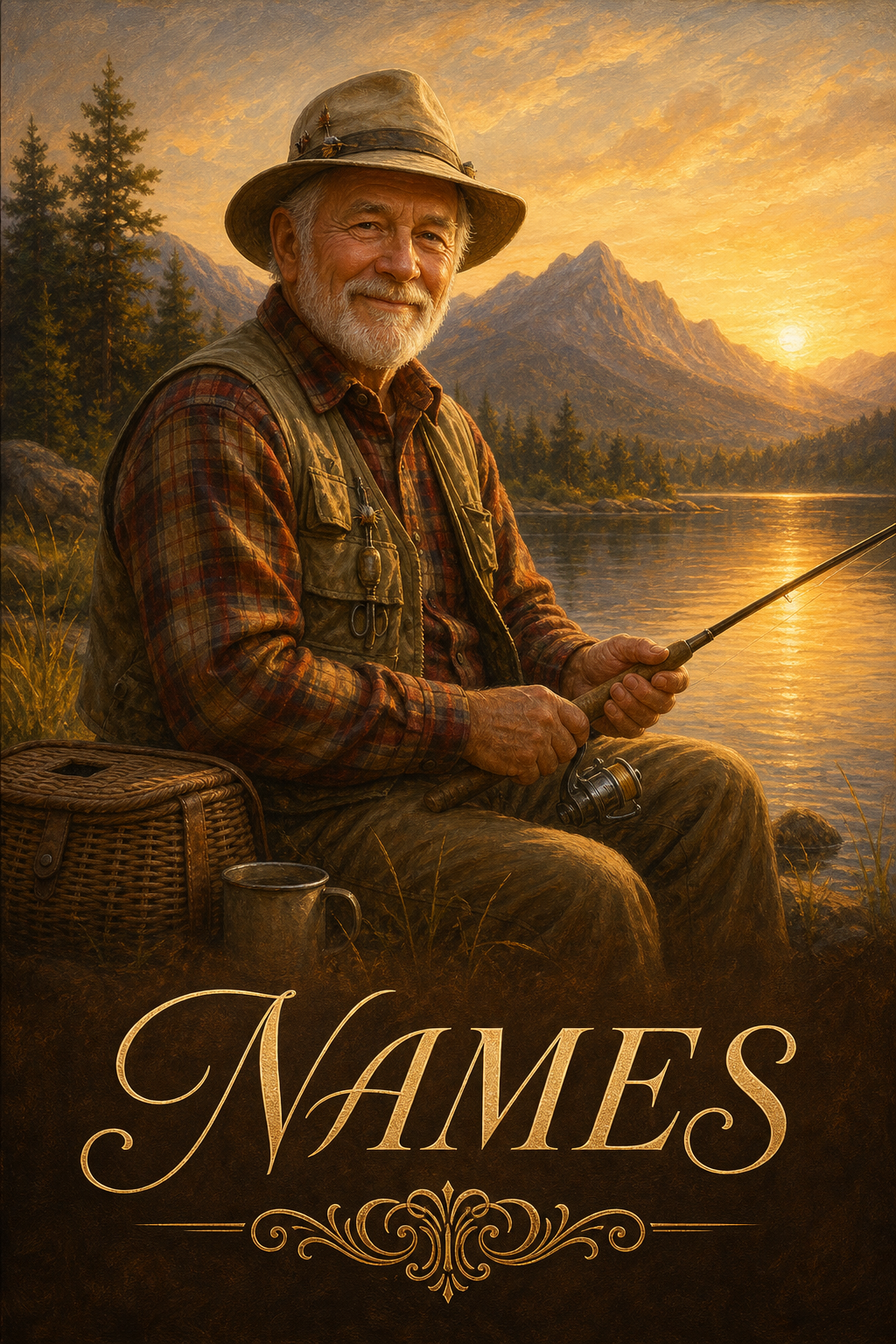 Custom Family Single-Man Portrait — Serene Fishing Scene from Photo