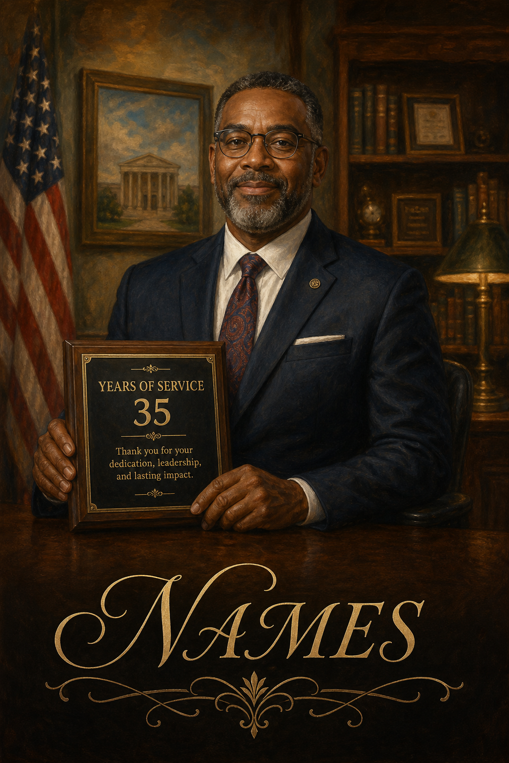 Custom Retirement Single-Man Portrait — Regal Career Tribute from Photo