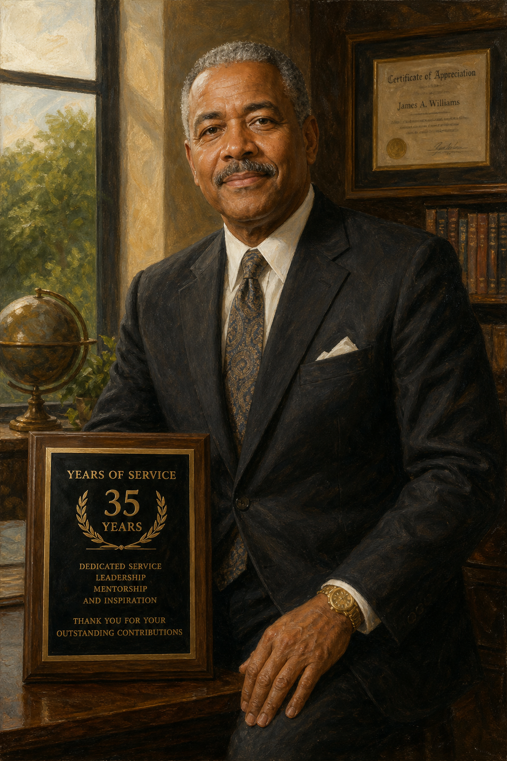 Custom Retirement Single Man Portrait — Heroic Career Tribute from Photo