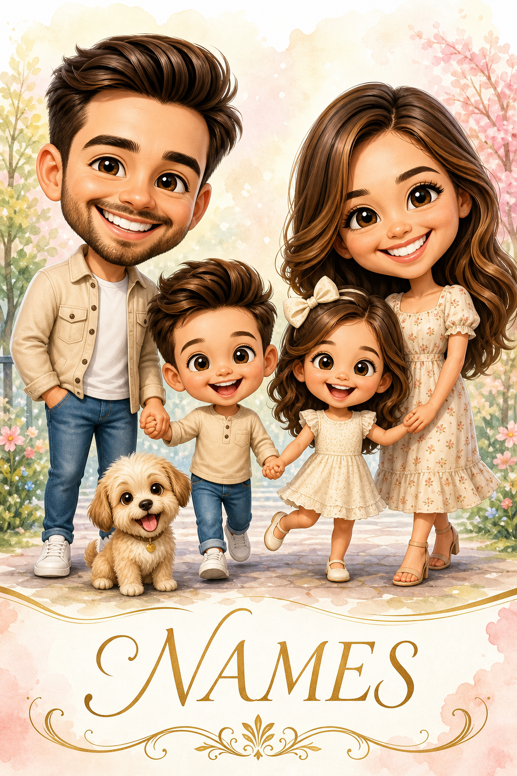 Custom Caricature Family Portrait — Whimsical AI Art from Photo