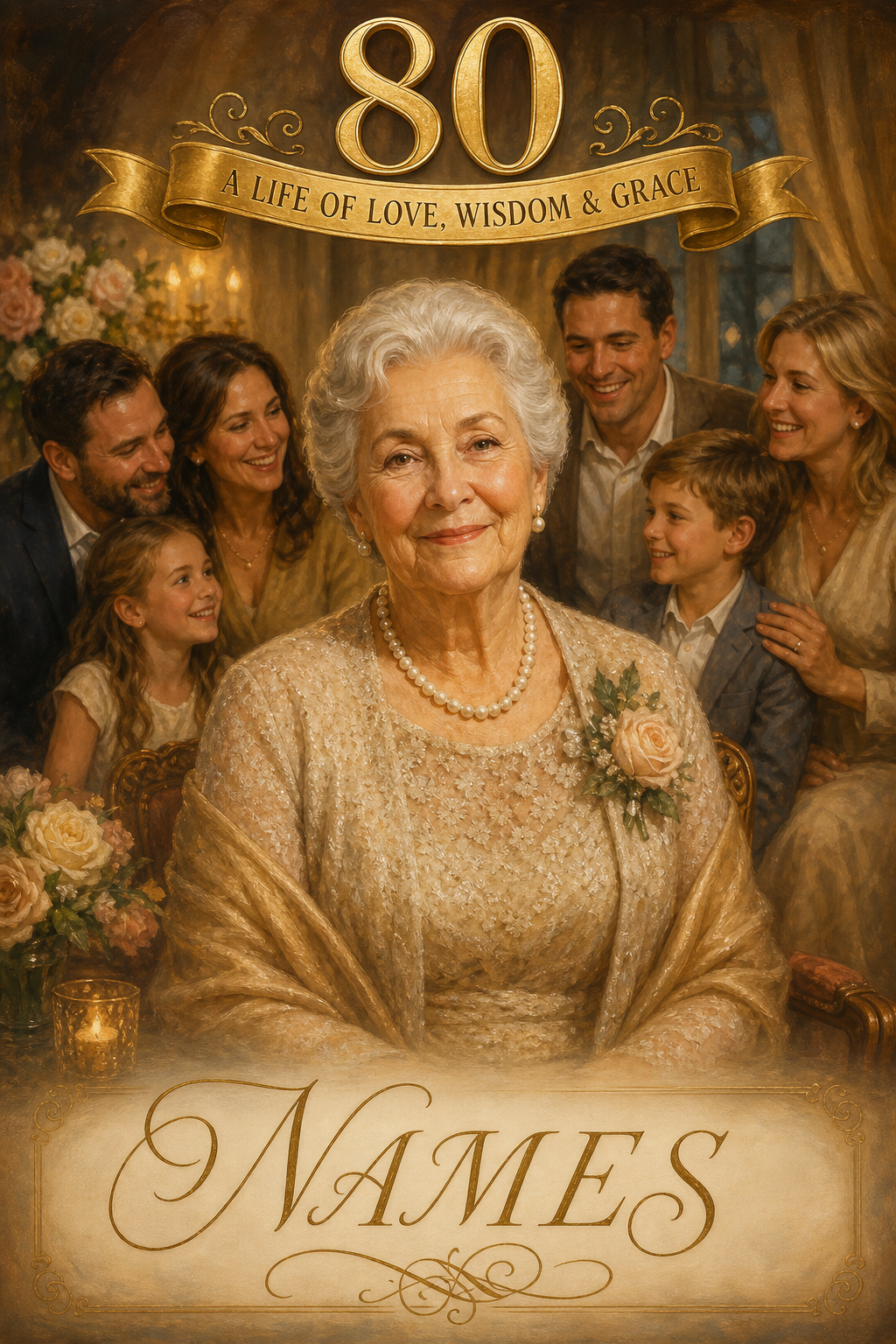 Custom Birthday Multi-Gen Portrait — Celebrate 80 Years in AI Art