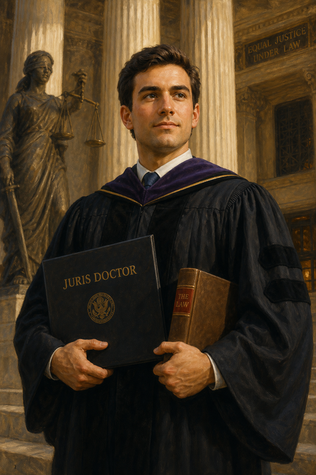 Custom Graduation Single Man Portrait — Heroic Law School Canvas from Photo