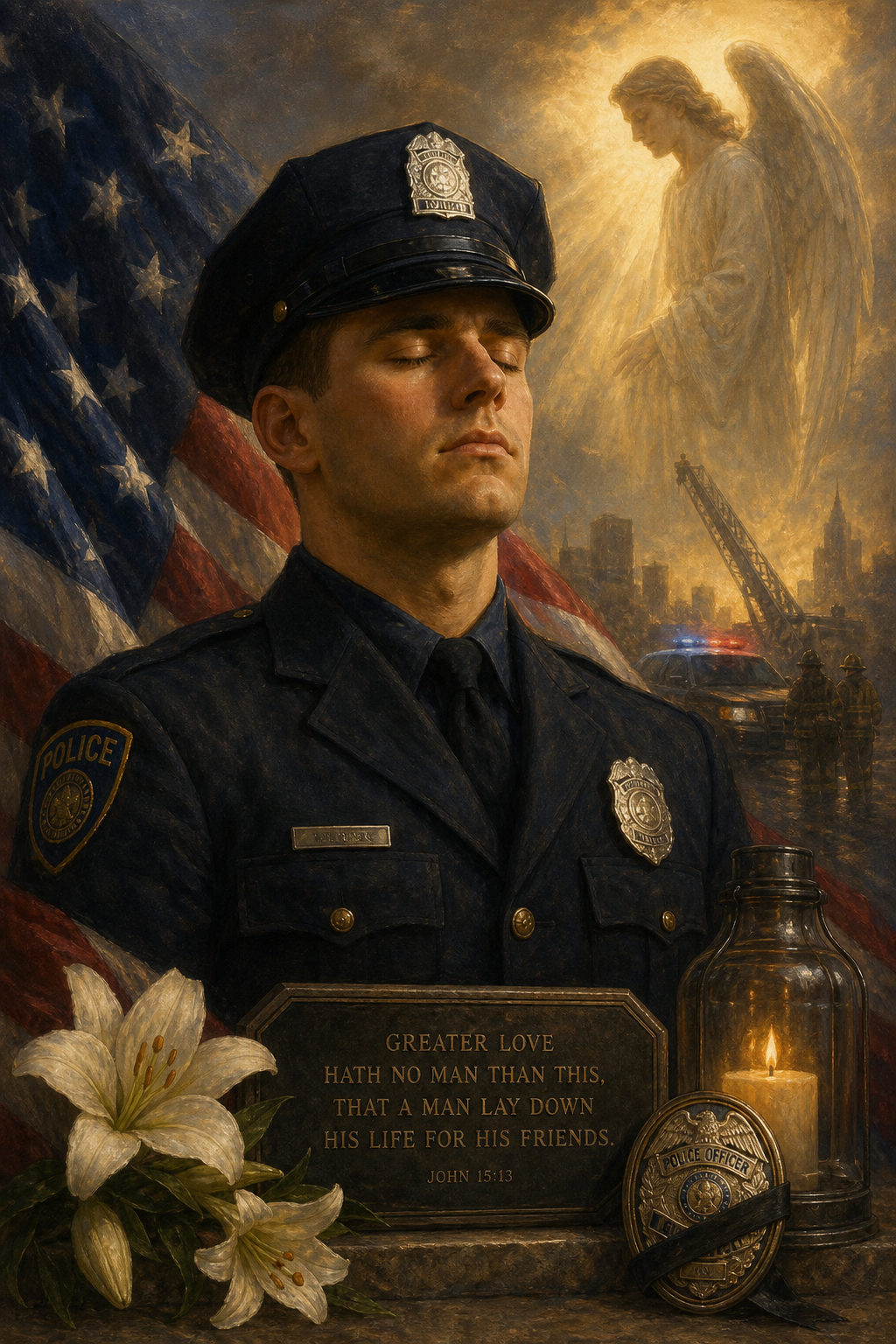 Custom FirstResponder SingleMan Portrait — Honor His Legacy from Photo