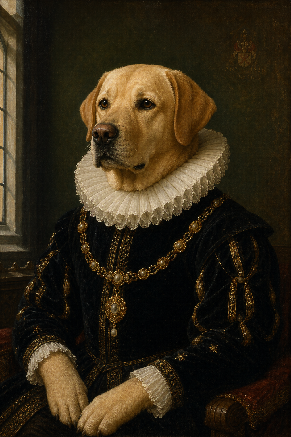 Custom Renaissance Pet Dog Portrait — Regal Canvas Art from Photo