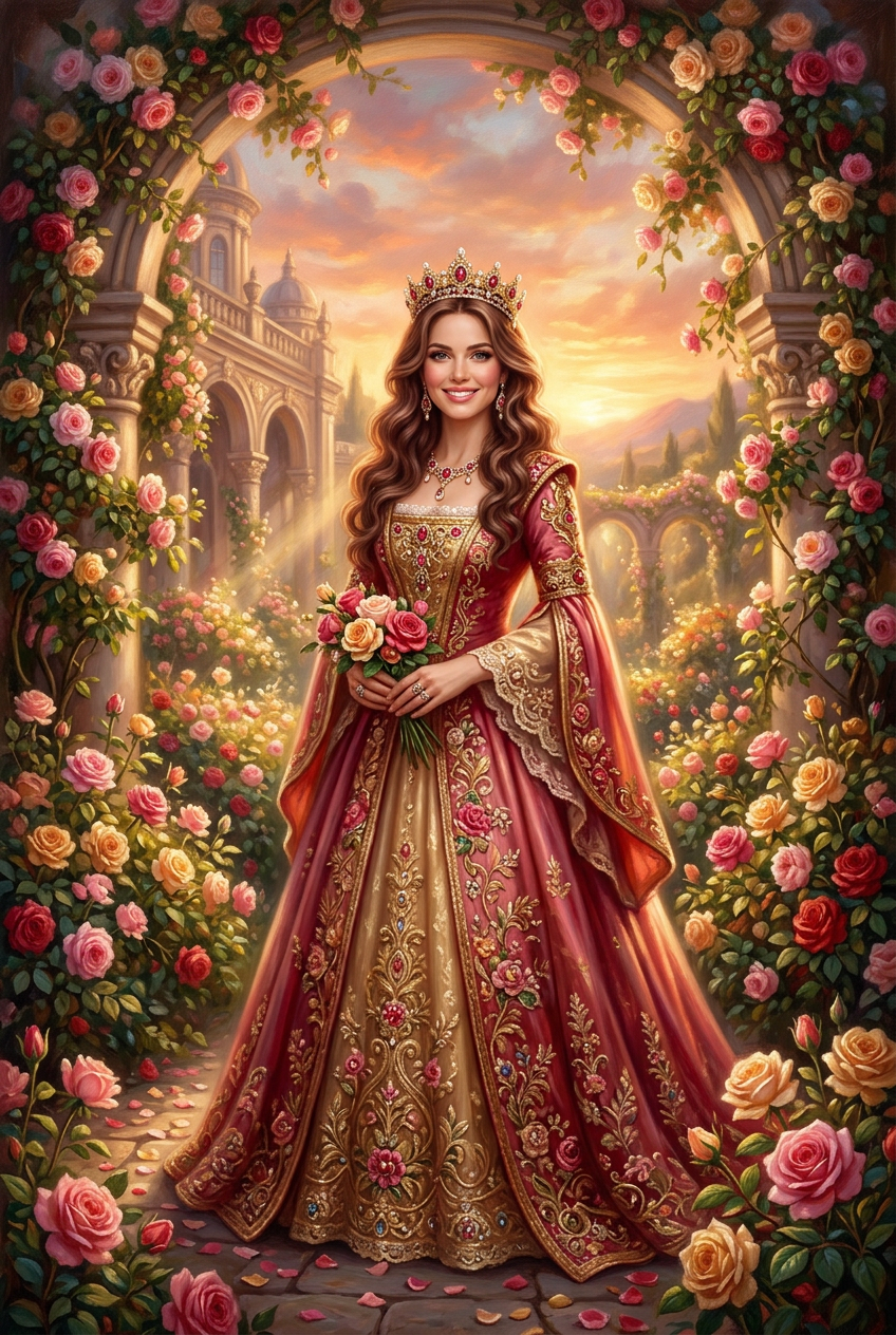 The Rose Queen Portrait - Best Personalized Portrait Gift for Special Occasions | PortraitGift.com - PortraitGift
