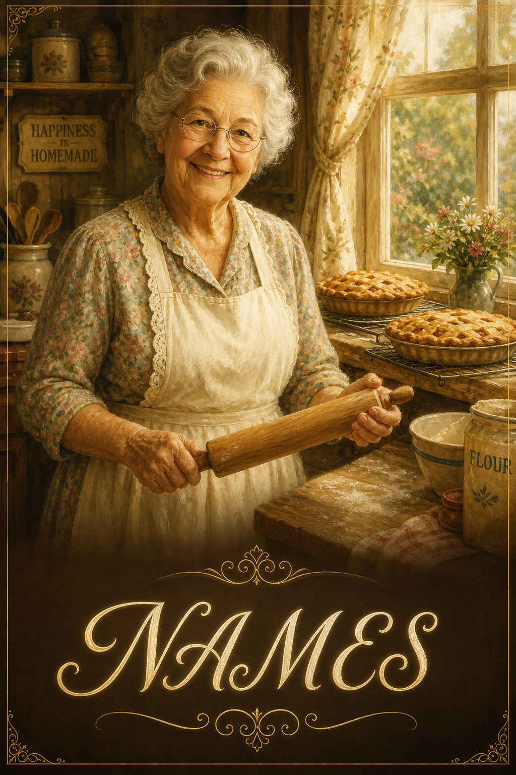 Custom Family Single Woman Portrait — Cherished Baking Memories from Photo